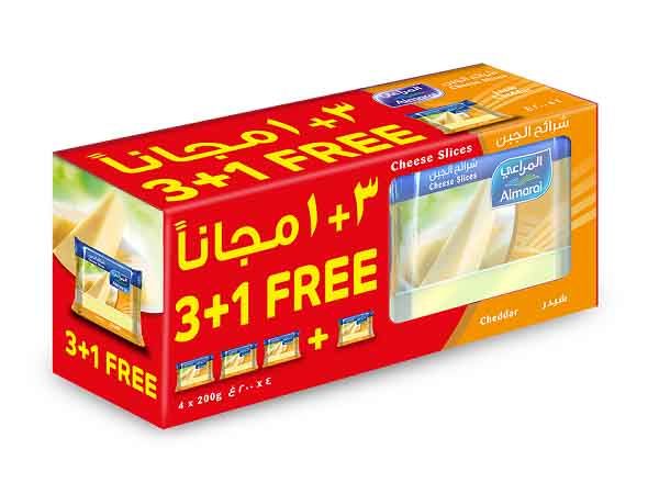 Almarai Cheese Slices Cheddar 4*200g