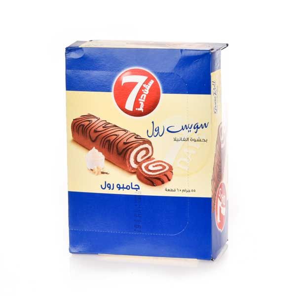 7days Swiss Roll Jumbo Vanilla 6x55gm