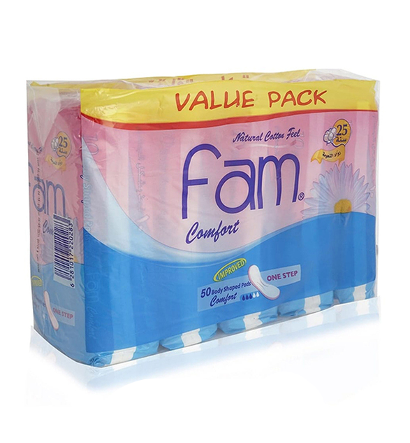 Fam One Step Natural Cotton Feel Maxi Thick Non-Wings Super Sanitary 50pcs