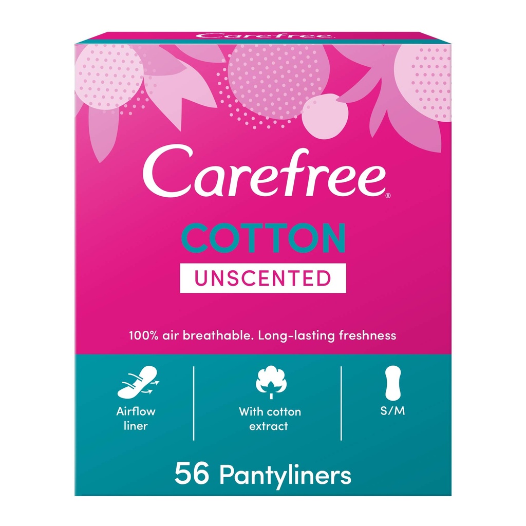 CAREFREE Panty Liners Cotton Unscented 56pcs
