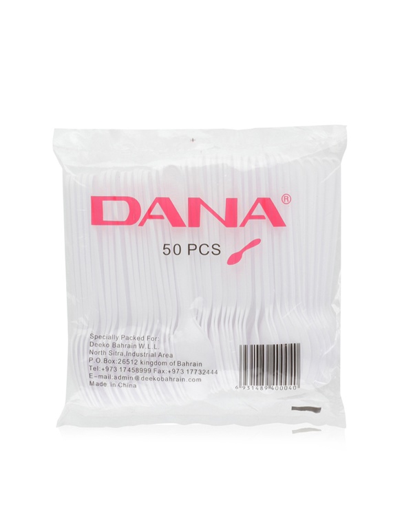Dana White Plastic Teaspoon Small 50 Pcs