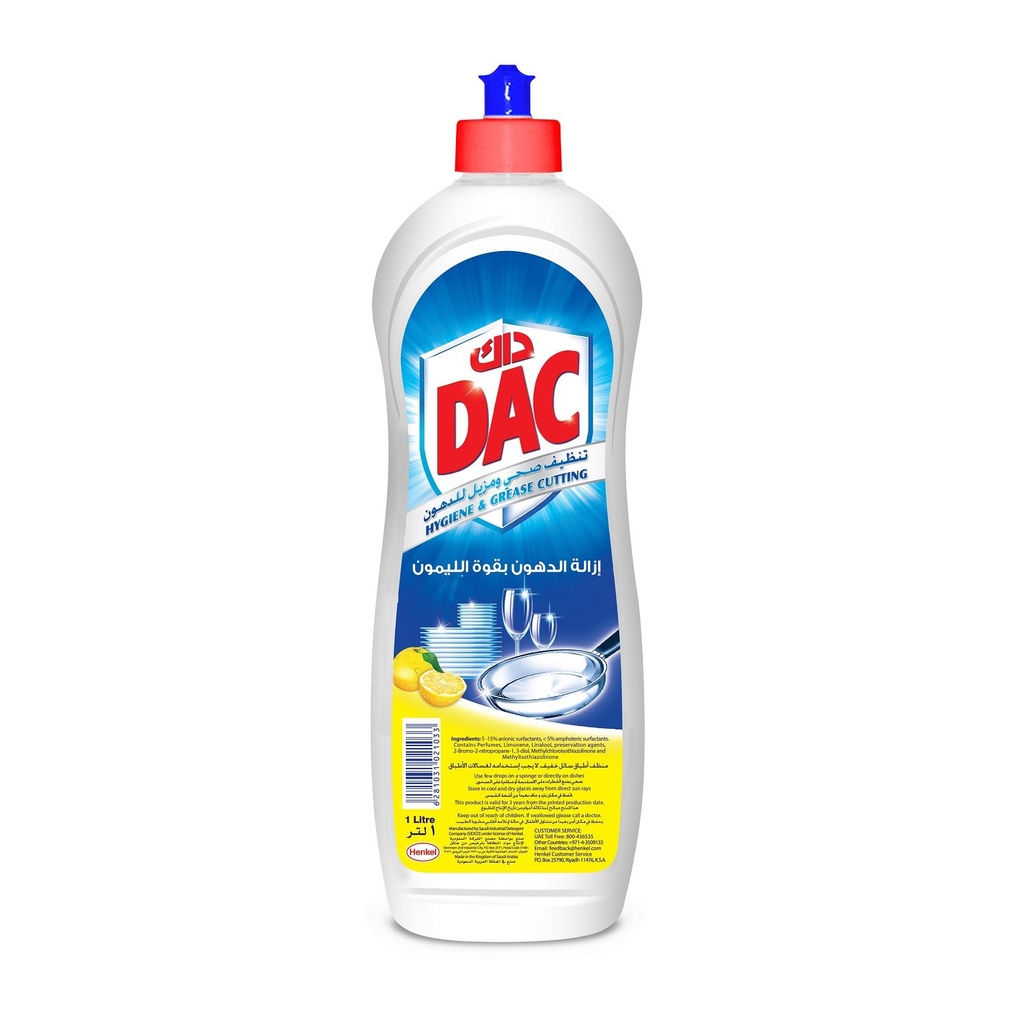 Dac Dishwashing Lemon 1Ltr