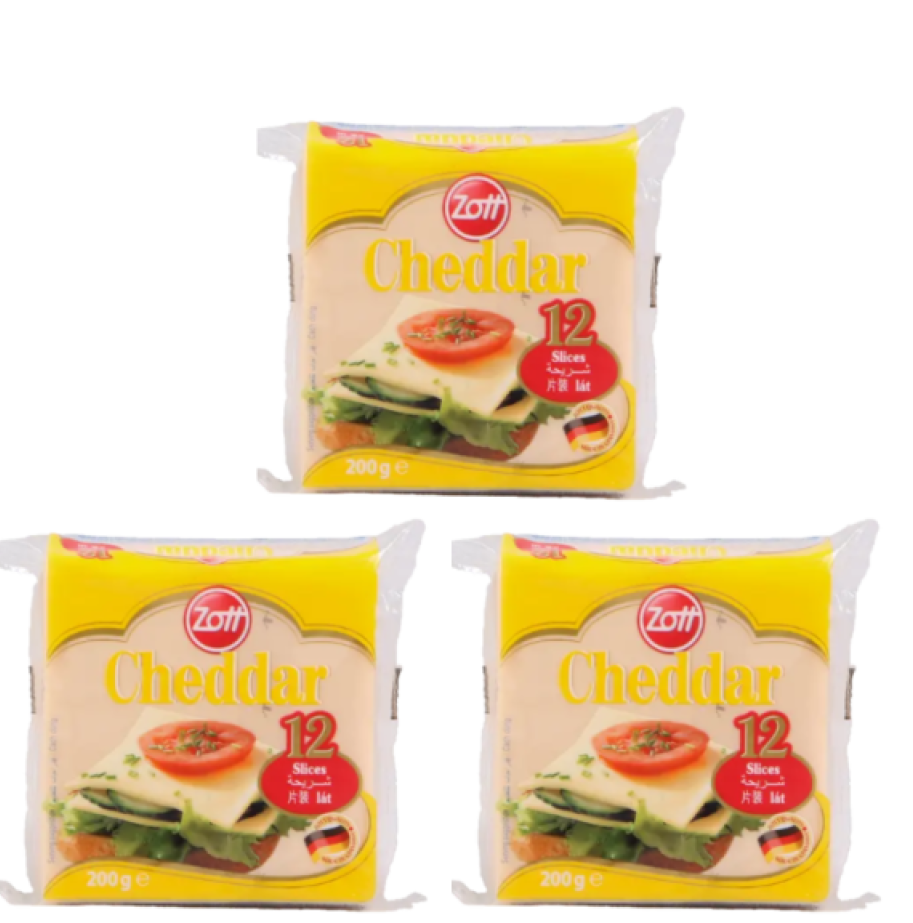 Zott Cheddar Slices cheese 3*200GR