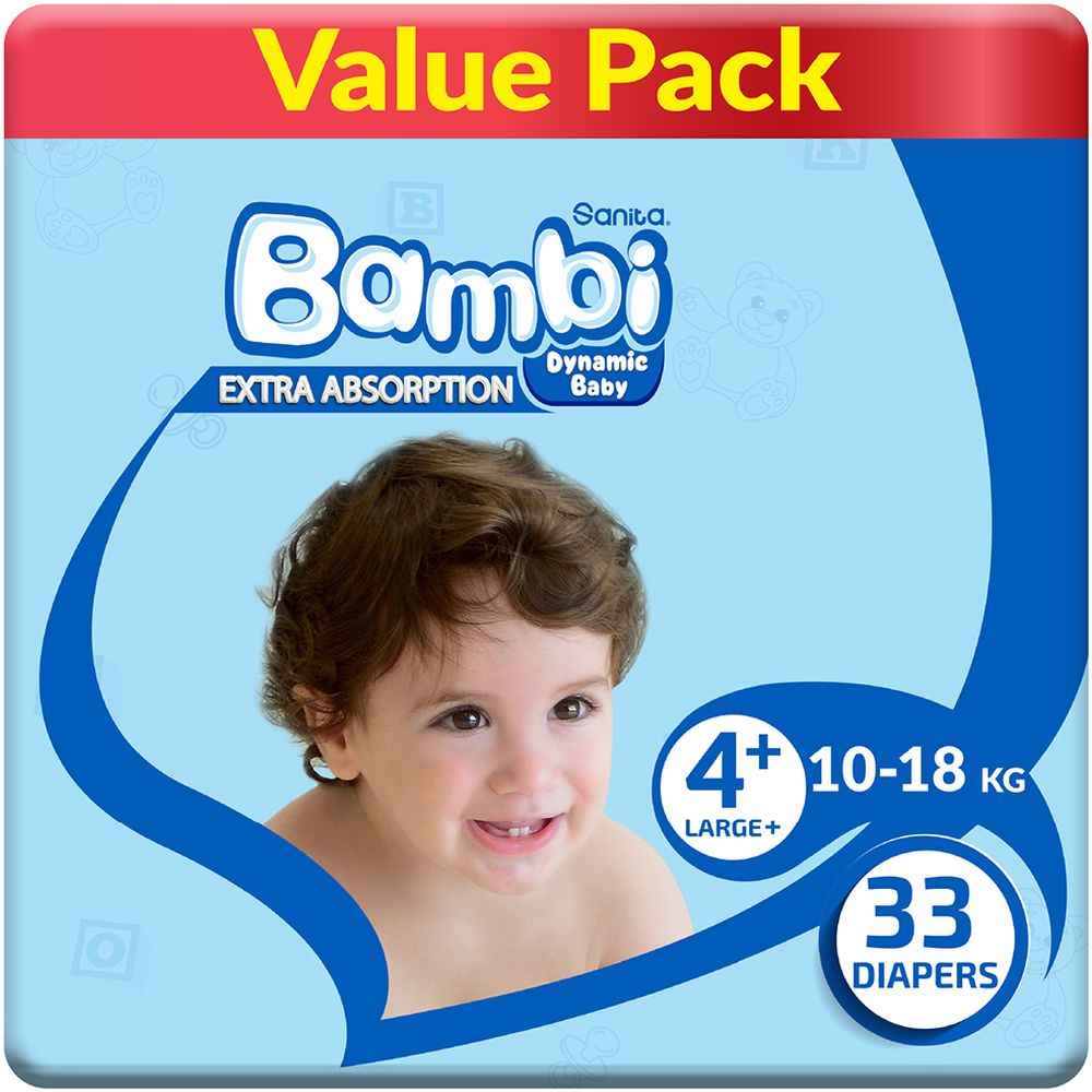 Bambi Baby Diaper Size 4+ - 33 pcs