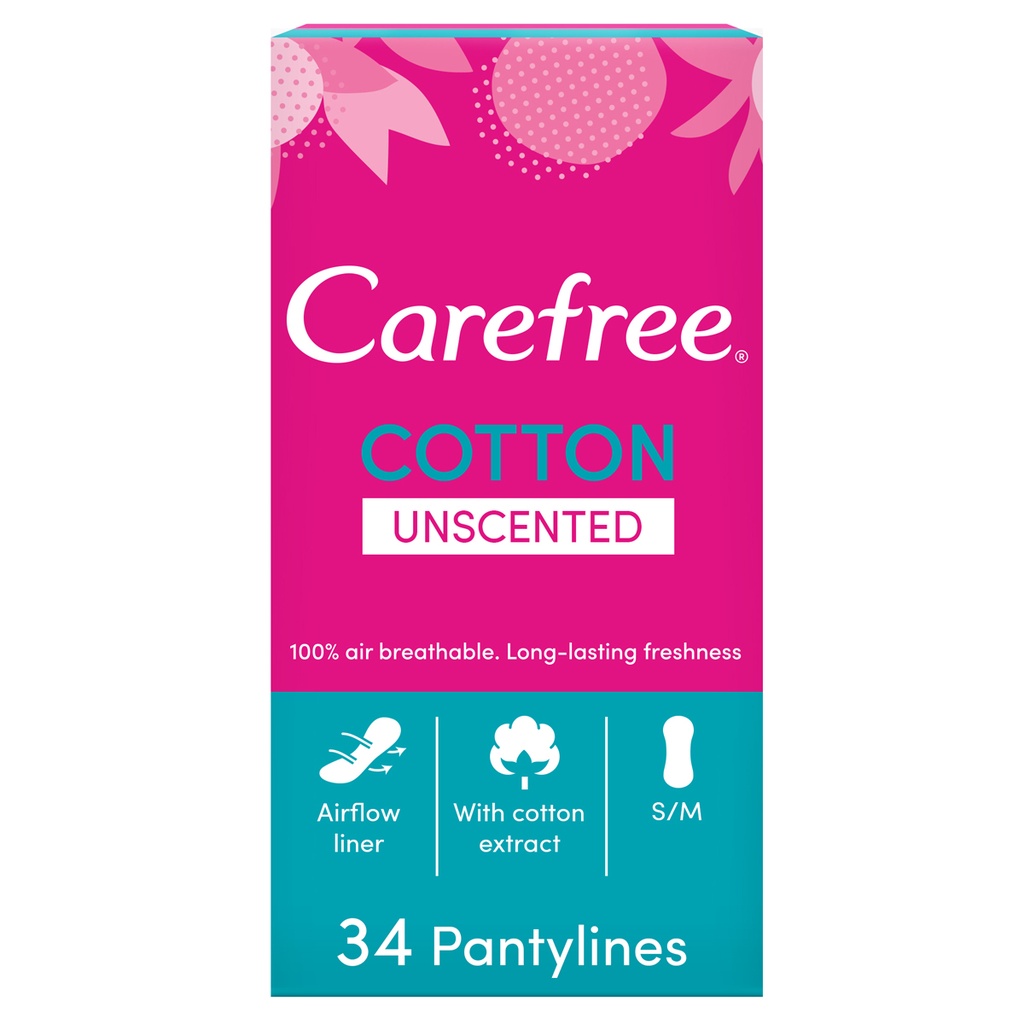 CAREFREE Panty Liners Cotton Unscented 34pcs