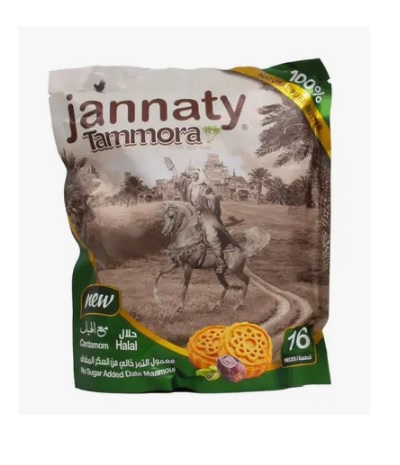 Jannaty Tammora Dates Mamoul Cardamom Pouch 400g (16 Pcs)