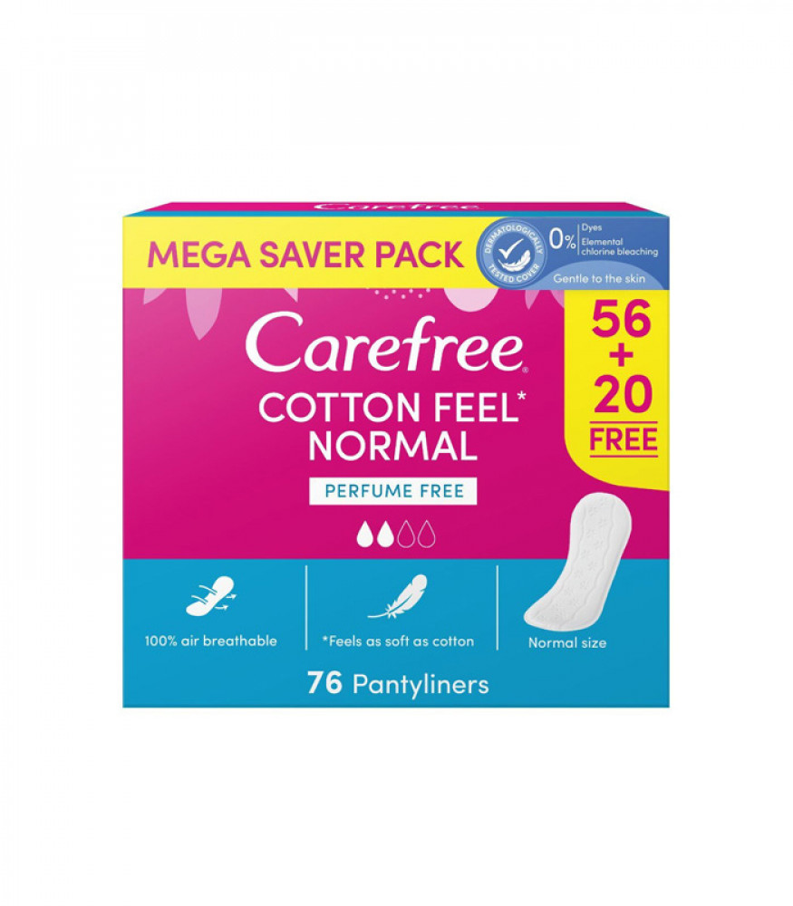 CAREFREE Panty Liners Cotton Unscented 76pcs
