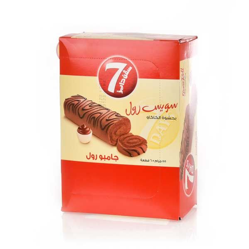 [622045] 7days Swiss Roll Jumbo Chocolate 6x55gm