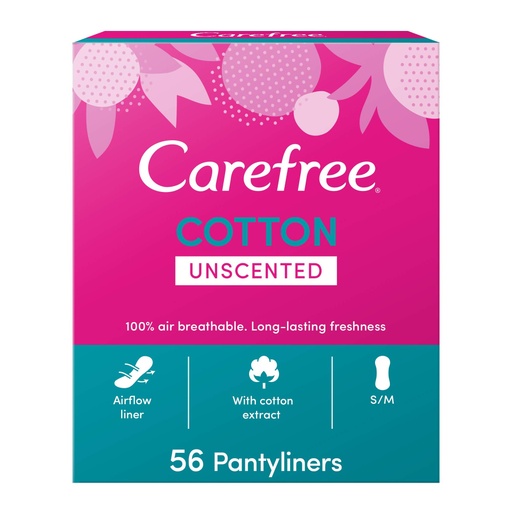 [612346] CAREFREE Panty Liners Cotton Unscented 56pcs
