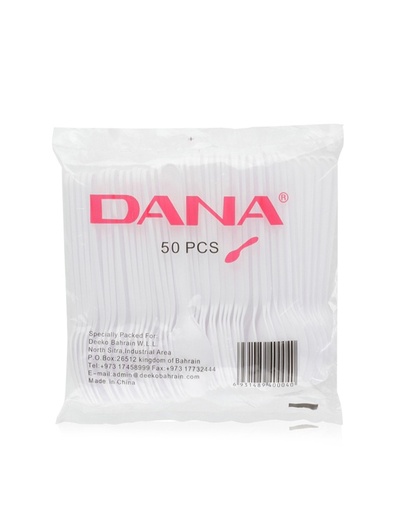 [612856] Dana White Plastic Teaspoon Small 50 Pcs