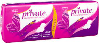 [615161] Private Natural Cotton Feel Extra Thin Night Sanitary 14pcs