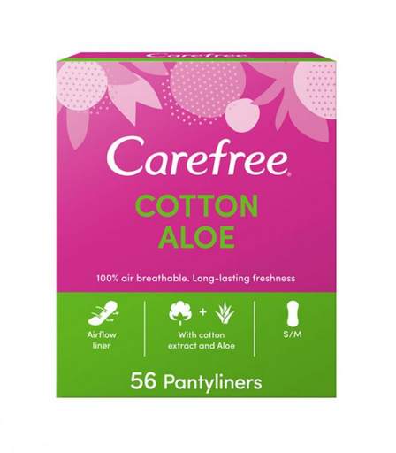 [618704] Carefree Panty Liners Cotton Aloe 56's