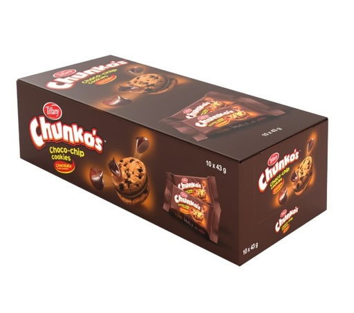 [623130] Tiffany Chunko's Choco Chip Cookies Chocolate Cream Sandwich 10x43g