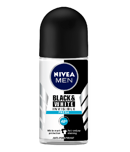 [623570] Nivea Deo Roll On Invisible Black &White Fresh (M) 50ml