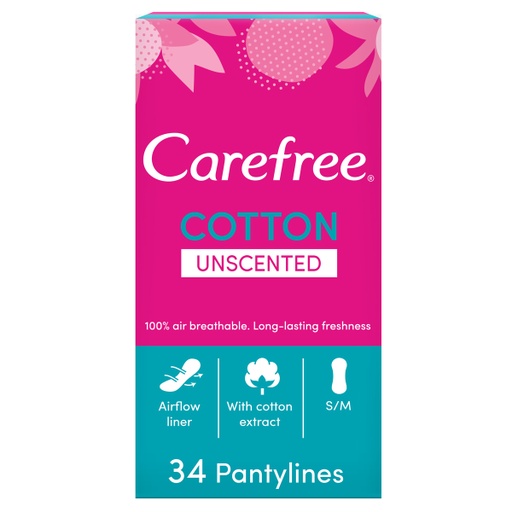 CAREFREE Panty Liners Cotton Unscented 34pcs